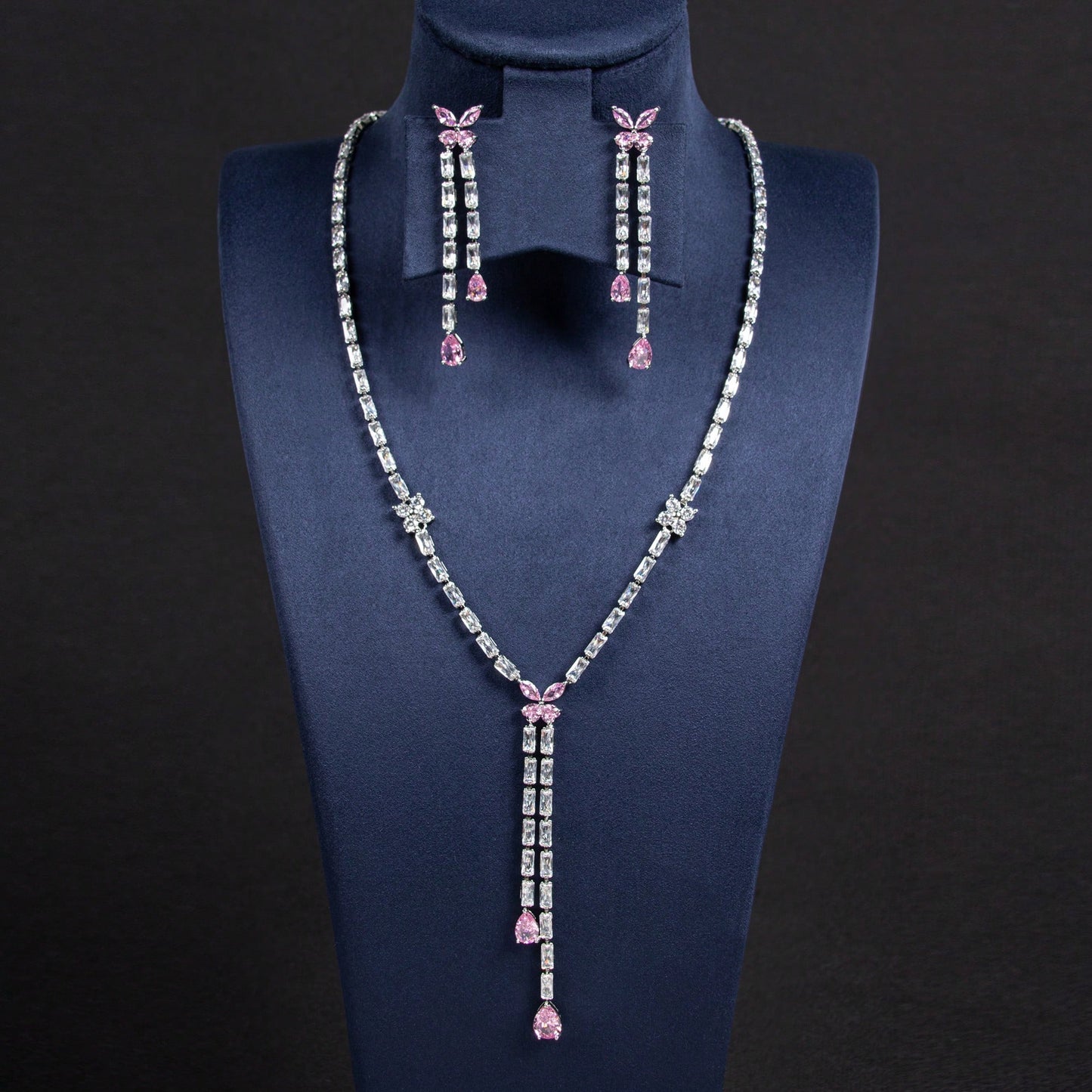 3pcs/Set Silver, Pink, Multi-Color Flower, Tassel Shaped Y2K Earrings, Necklace Jewelry Set, Suitable For Women's Daily, Festival, Party Wear, Fashion Jewelry Gift