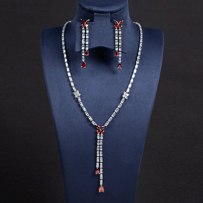3pcs/Set Silver, Pink, Multi-Color Flower, Tassel Shaped Y2K Earrings, Necklace Jewelry Set, Suitable For Women's Daily, Festival, Party Wear, Fashion Jewelry Gift