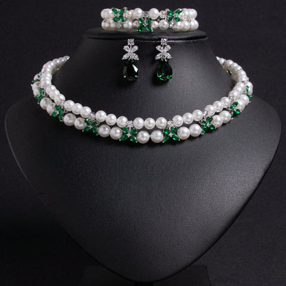 4pcs/Set Gothic Faux Crystal & Tassel Pendant Multi-Layered Pearl Necklace, Charming & Fashionable Women's Jewelry, Suitable For Daily Wear Or Party Decoration, Gifts