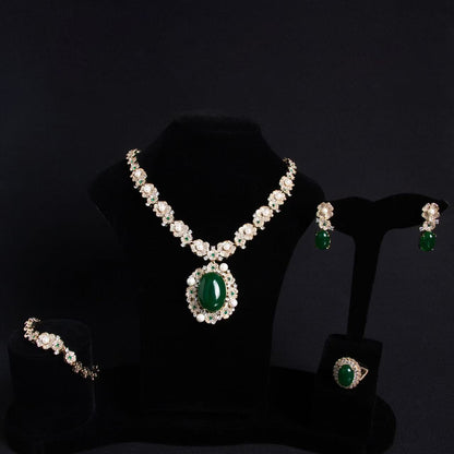 Luxury Royal AAA Zircon Linked Chian With Oval Pendant Jewelry Sets Women Hot Sale