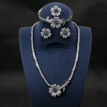 Multi Colorful Flower Luxury Flower AAA CZ Diamond Jewelry Sets Women Hot Sale