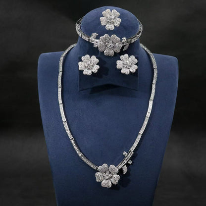 Multi Colorful Flower Luxury Flower AAA CZ Diamond Jewelry Sets Women Hot Sale