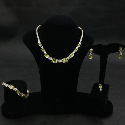 Luxury Multi Color AAA Cubic Zircon Rectangle Statement Jewelry Sets Wholesale Women