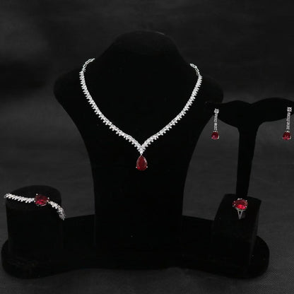 2 Flower Charms Pendant Jewelry Sets Hot Sale Wholesale AAA Cubic Zircon Diamond Sets Women Party Gift（副本）