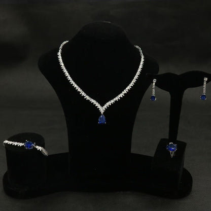 2 Flower Charms Pendant Jewelry Sets Hot Sale Wholesale AAA Cubic Zircon Diamond Sets Women Party Gift（副本）