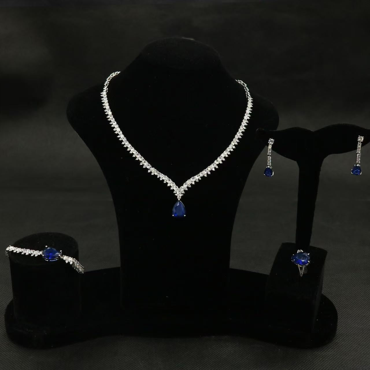 2 Flower Charms Pendant Jewelry Sets Hot Sale Wholesale AAA Cubic Zircon Diamond Sets Women Party Gift（副本）