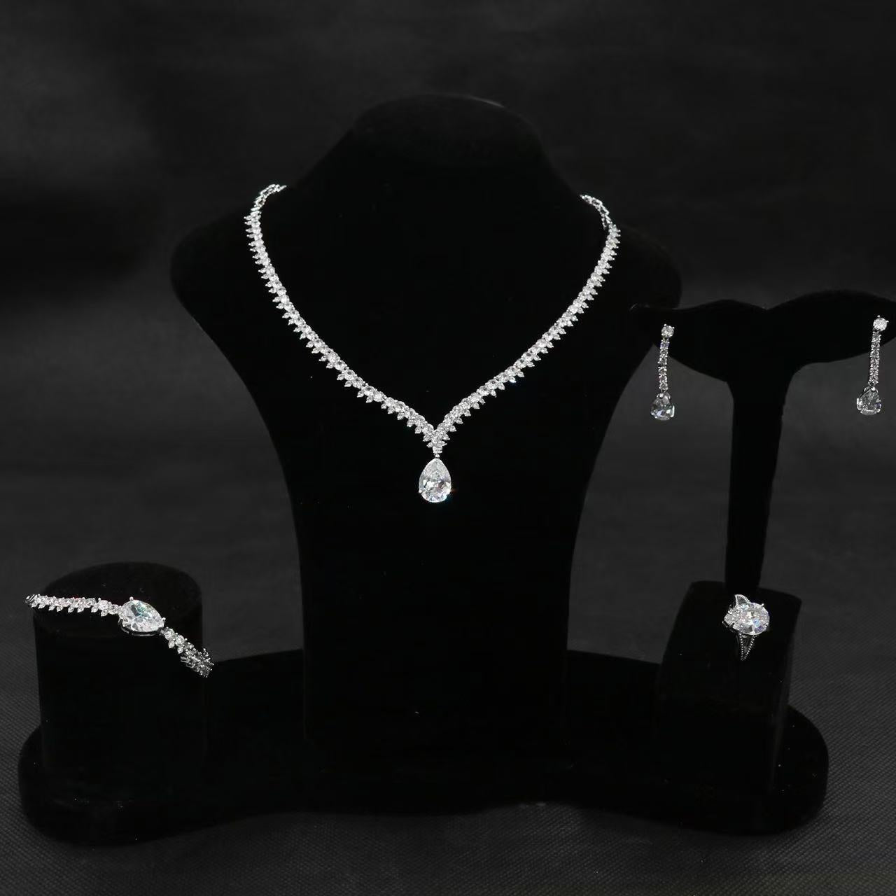 2 Flower Charms Pendant Jewelry Sets Hot Sale Wholesale AAA Cubic Zircon Diamond Sets Women Party Gift（副本）