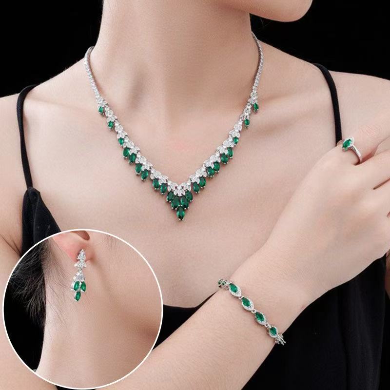 Hot Sale AAA Cubic Zircon Diamond Heart Shaped Simple Jewelry Sets