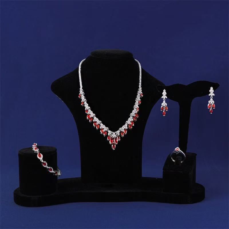Hot Sale AAA Cubic Zircon Diamond Heart Shaped Simple Jewelry Sets