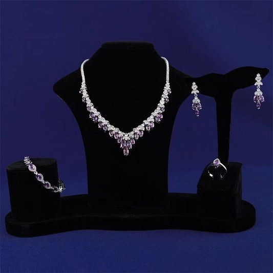 Hot Sale AAA Cubic Zircon Diamond Heart Shaped Simple Jewelry Sets