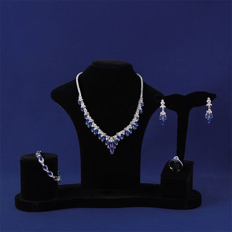 Hot Sale AAA Cubic Zircon Diamond Heart Shaped Simple Jewelry Sets