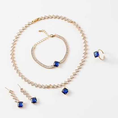Small Triangle Dangling Charm Statement Necklace Bracelet Sets Women Wholesale