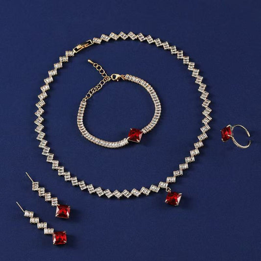 Small Triangle Dangling Charm Statement Necklace Bracelet Sets Women Wholesale