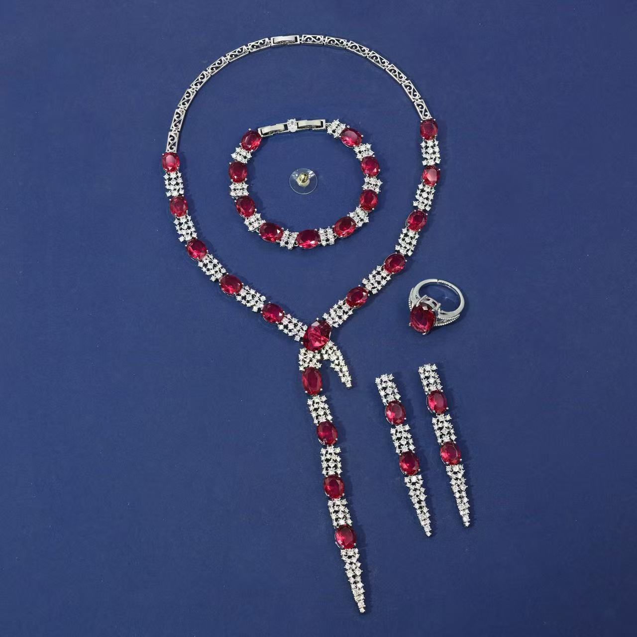 Long Dangling Multi Color AAA Cubic Zirconia Diamond Jewelry Sets For Women Wholesale Hot Sale