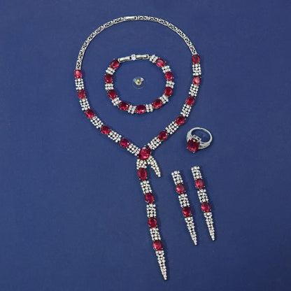 Long Dangling Multi Color AAA Cubic Zirconia Diamond Jewelry Sets For Women Wholesale Hot Sale
