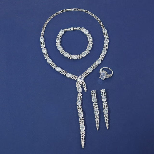 Long Dangling Multi Color AAA Cubic Zirconia Diamond Jewelry Sets For Women Wholesale Hot Sale