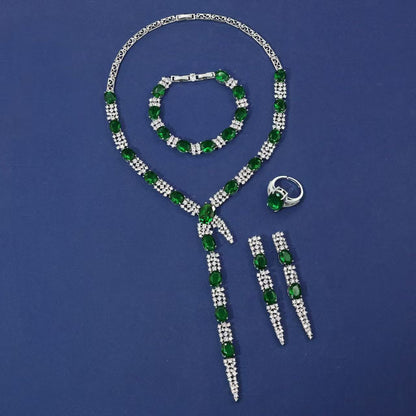 Long Dangling Multi Color AAA Cubic Zirconia Diamond Jewelry Sets For Women Wholesale Hot Sale