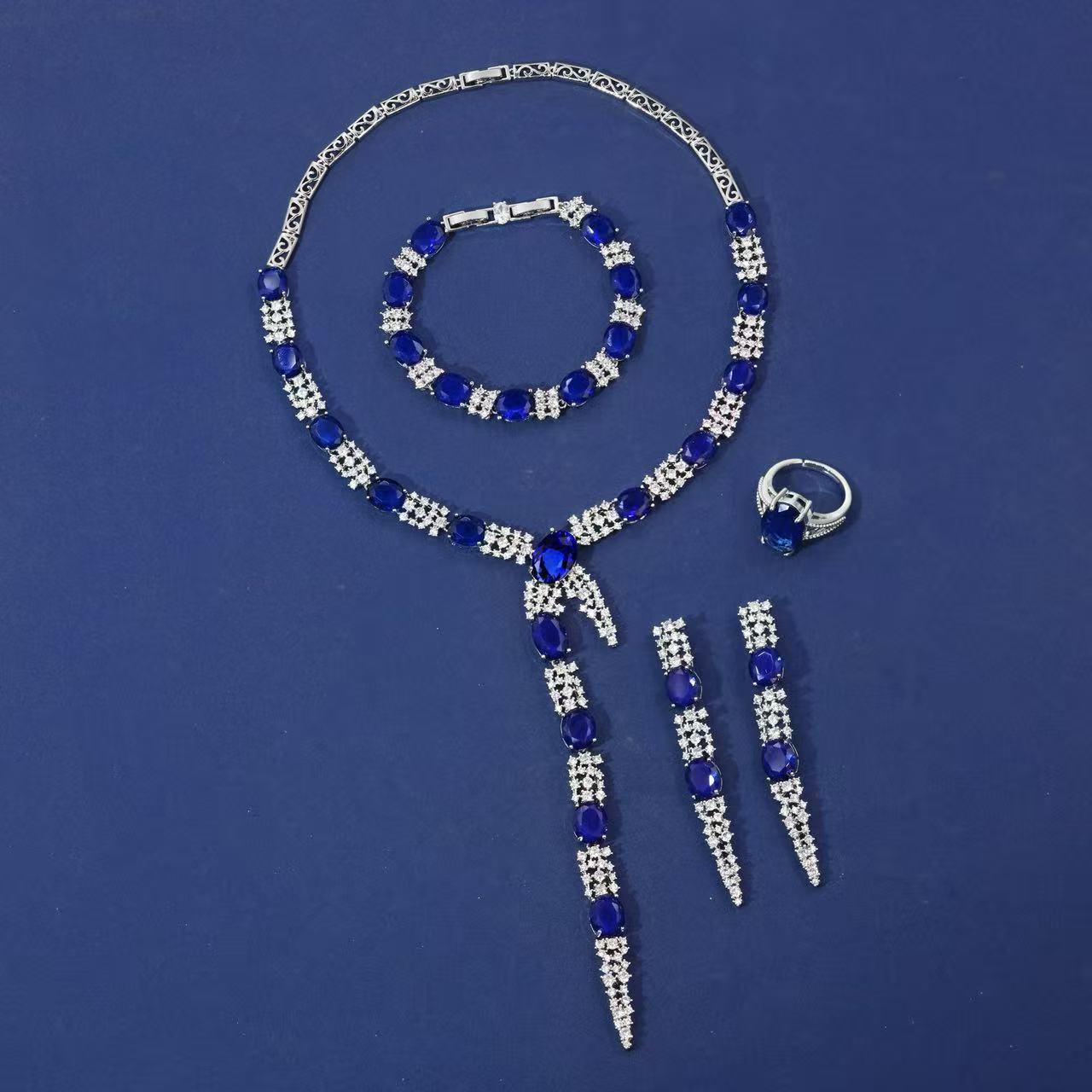 Long Dangling Multi Color AAA Cubic Zirconia Diamond Jewelry Sets For Women Wholesale Hot Sale