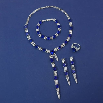 Long Dangling Multi Color AAA Cubic Zirconia Diamond Jewelry Sets For Women Wholesale Hot Sale