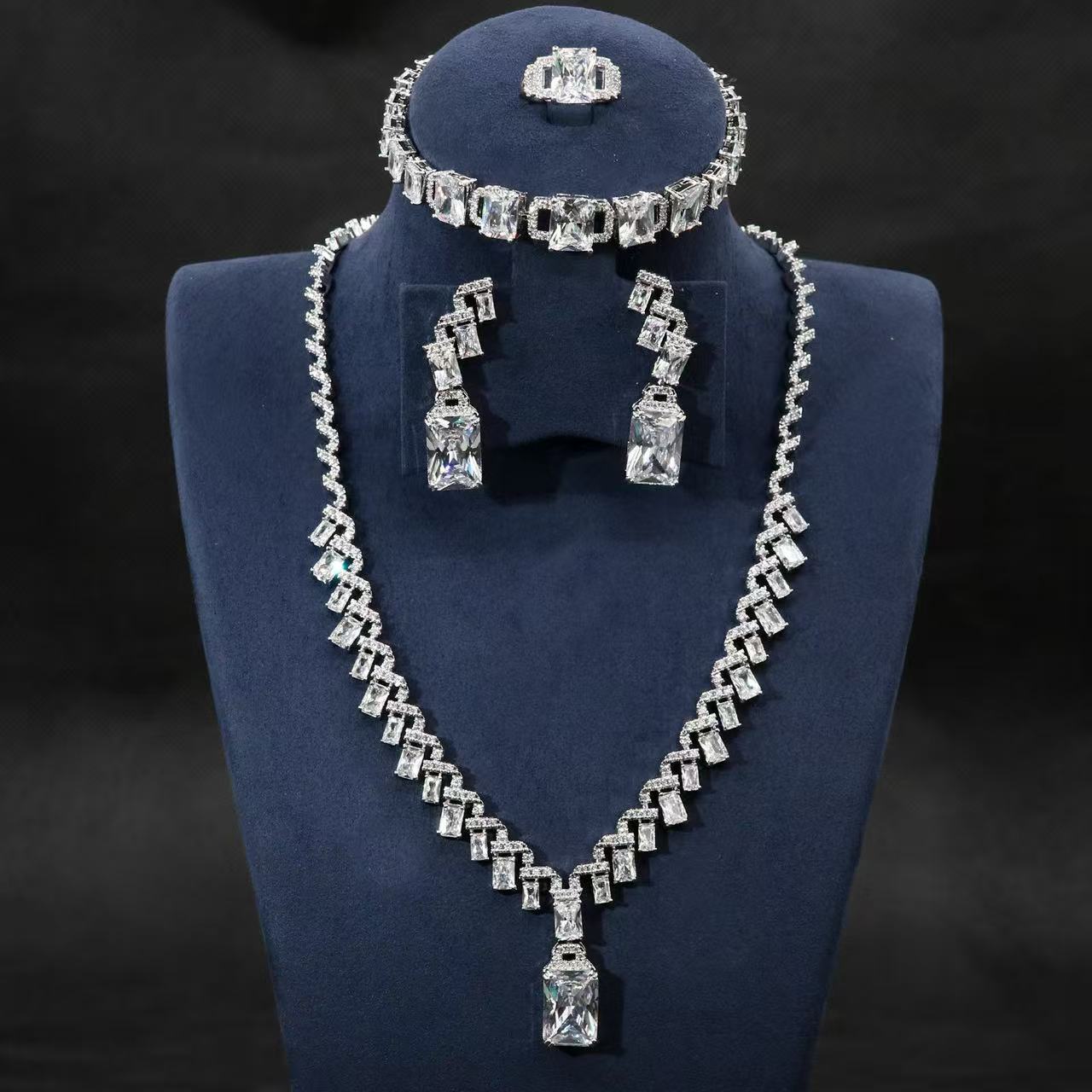 Rectangle WIth AAA Qulity Cubic Zircon Diamond Endless Multi Color Sets For Women