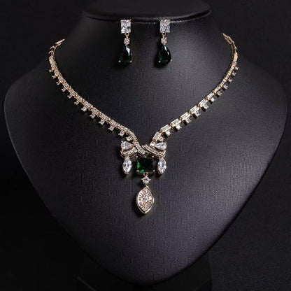 Retro Indian Style AAA Cubic ZIrconia Pendant Bridal Jewelry Sets Women Wholesale Hot Sale