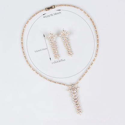 2pcs Copper with Zirconia Earrings & Necklace Jewelry Set