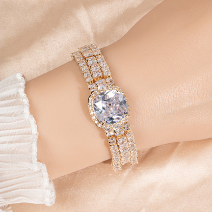 Cupchain Big Square Shaped AAA Cubic Zircon Daimond Bracelet Women Wholesale