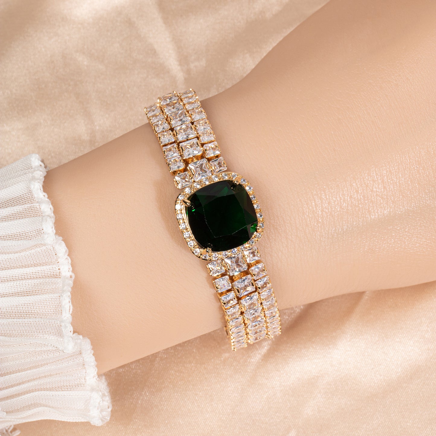 Cupchain Big Square Shaped AAA Cubic Zircon Daimond Bracelet Women Wholesale