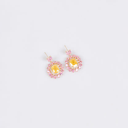 2pcs Copper with Zirconia Earrings & Necklace Jewelry Set