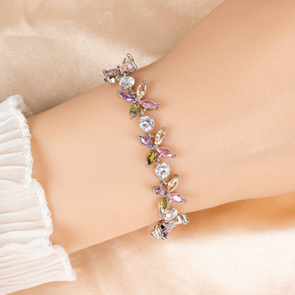 Thin Delicate Cute Flower Shaped Diamond Zircon Stone Endless Bracelets Women Gift