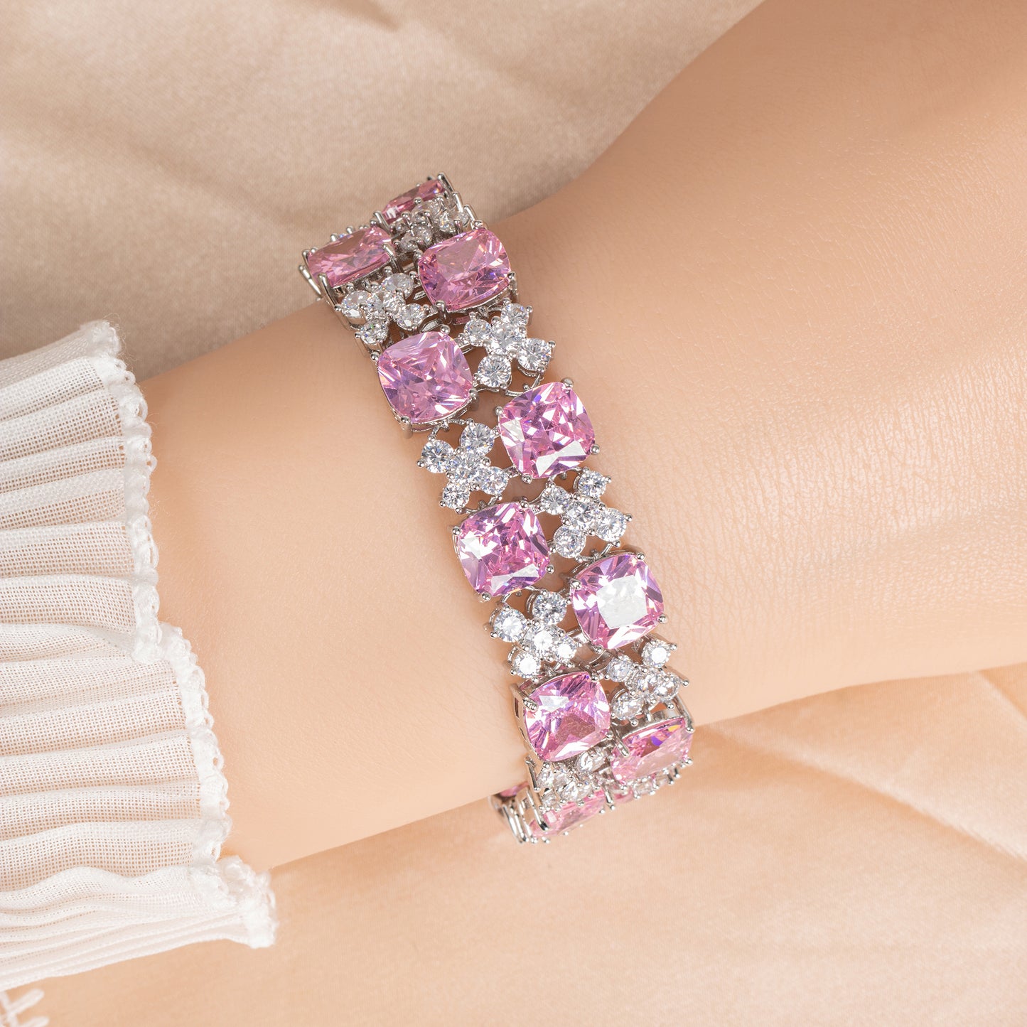 Cupchain Big Square Shaped AAA Cubic Zircon Daimond Bracelet Women Wholesale