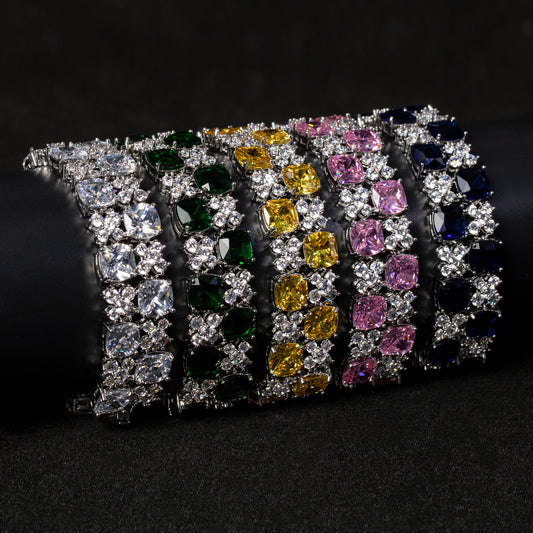 Cupchain Big Square Shaped AAA Cubic Zircon Daimond Bracelet Women Wholesale