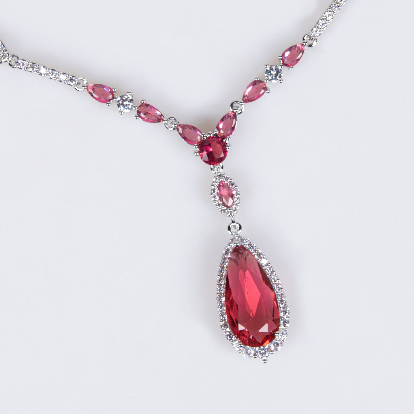 2pcs Copper with Zirconia Earrings & Necklace Jewelry Set