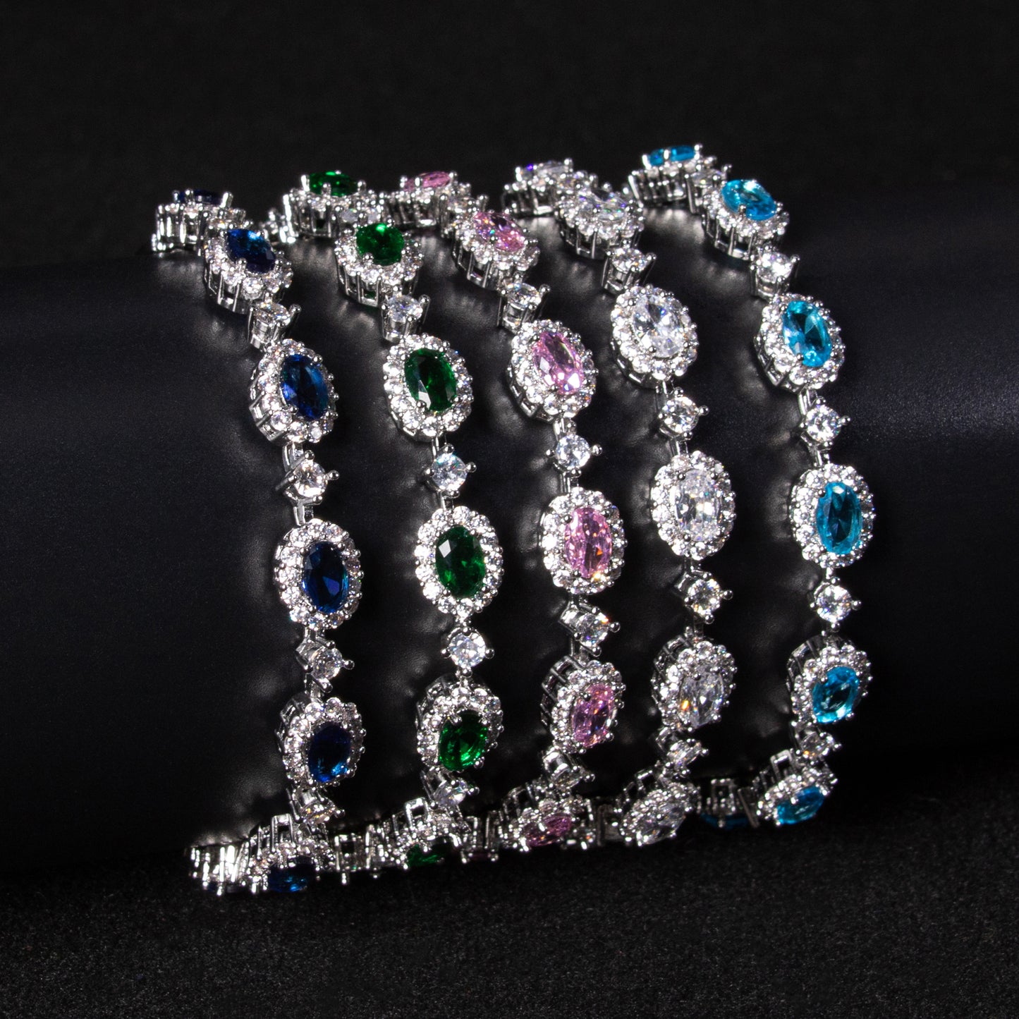 AAA Cubic Zircon Diamond Oval Shaped Endless Bracelet Women Hot Sale Luxury Jewelry