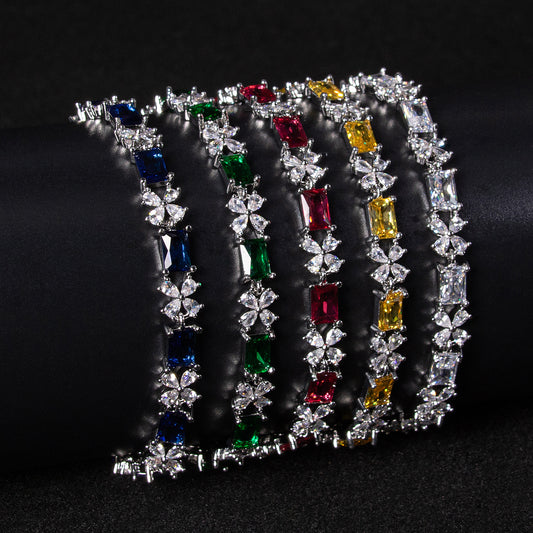 Multi Colored Flower Rectangle Thin Bracelet Wholesale Women Hot Sale Fine Jewelry