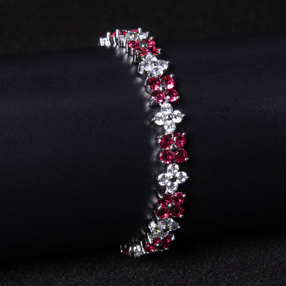 Hot Sale 2026 Multi Colored AAA Cubic Zircon Diamond Flower Shaped Endless Bracelets Women