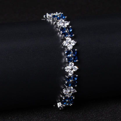 Hot Sale 2026 Multi Colored AAA Cubic Zircon Diamond Flower Shaped Endless Bracelets Women