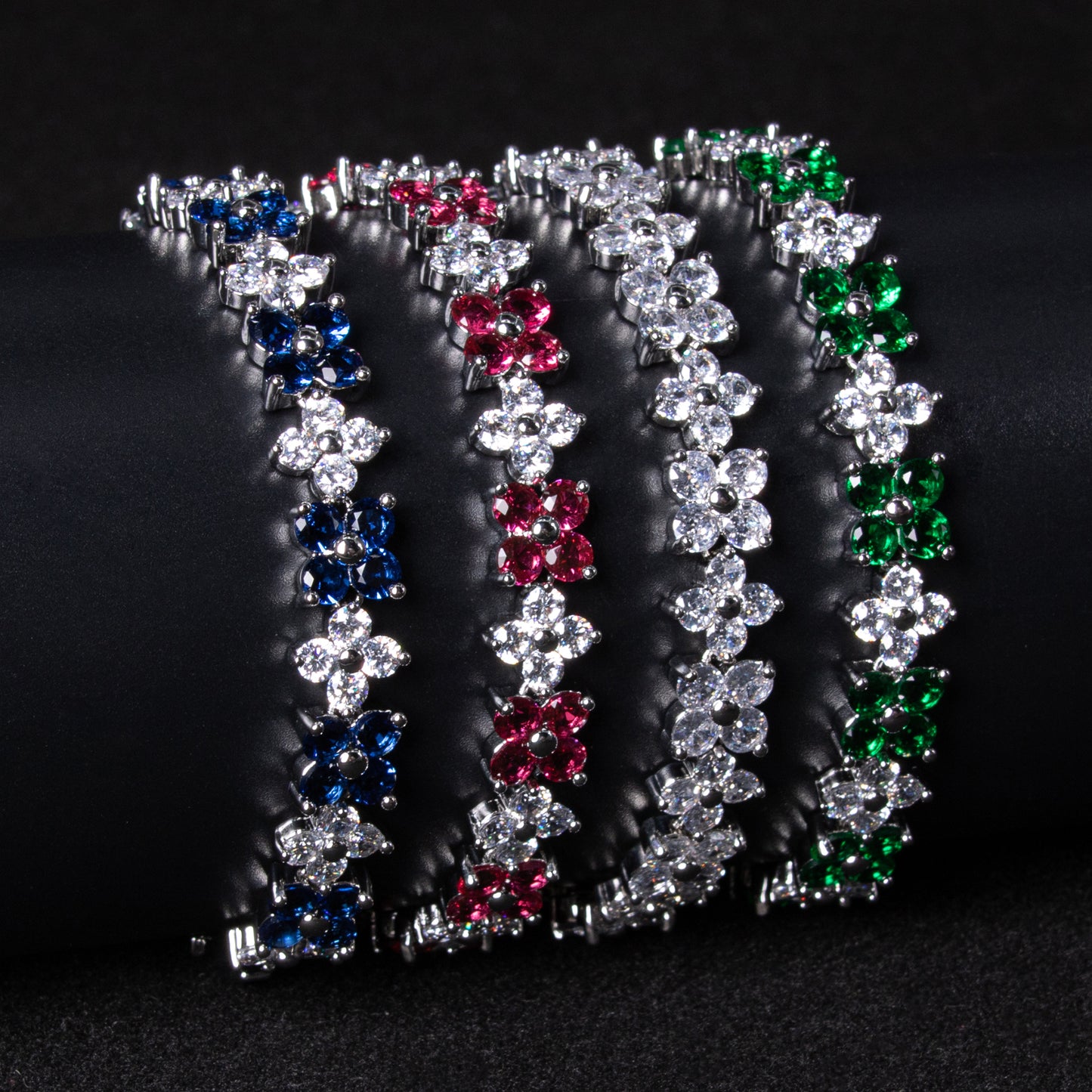 Hot Sale 2026 Multi Colored AAA Cubic Zircon Diamond Flower Shaped Endless Bracelets Women
