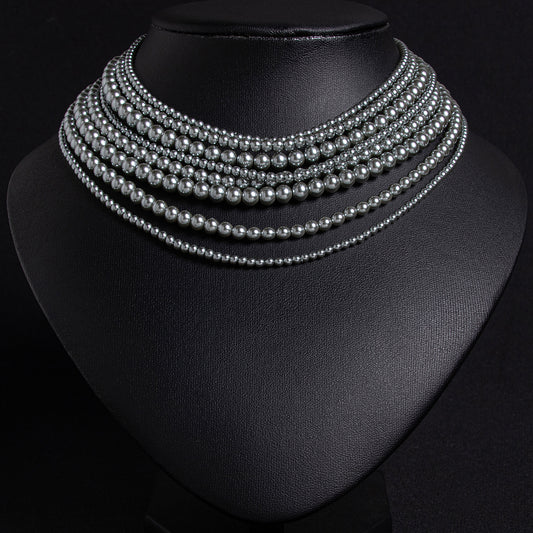 Hot Sale Multi Layered Classic Pearl Necklace with Silver-Tone Clasp & Adjustable Chain Luxury Pearls Jewelries For Party Gift