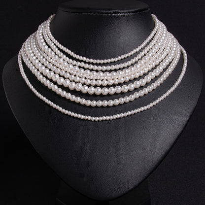 Hot Sale Multi Layered Classic Pearl Necklace with Silver-Tone Clasp & Adjustable Chain Luxury Pearls Jewelries For Party Gift