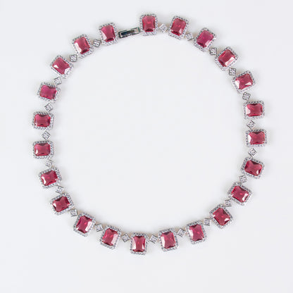 Rectangle Shaped Endless Multi Color Necklace Bracelet Earrings Ring 4pcs Jewelry Sets