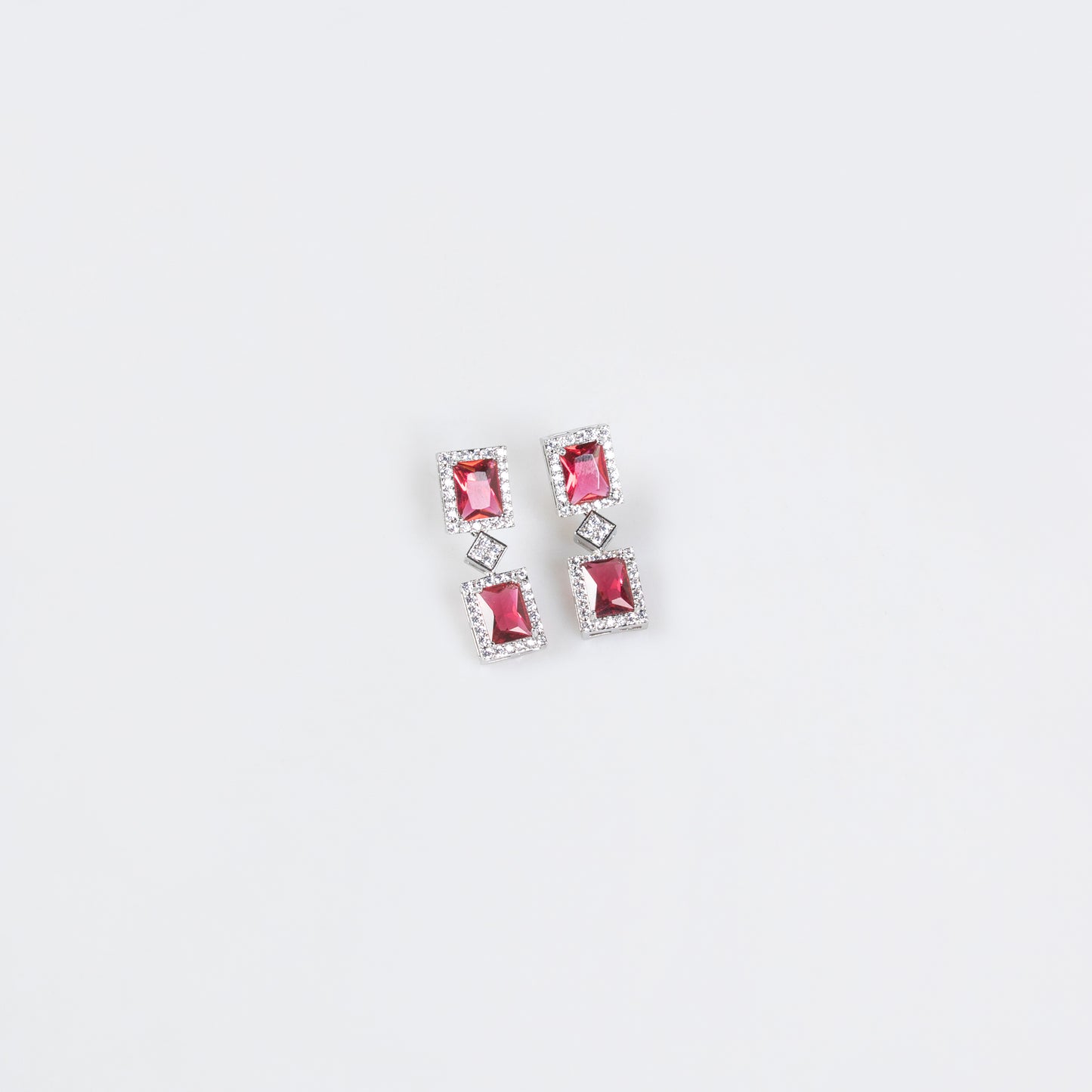 Rectangle Shaped Endless Multi Color Necklace Bracelet Earrings Ring 4pcs Jewelry Sets