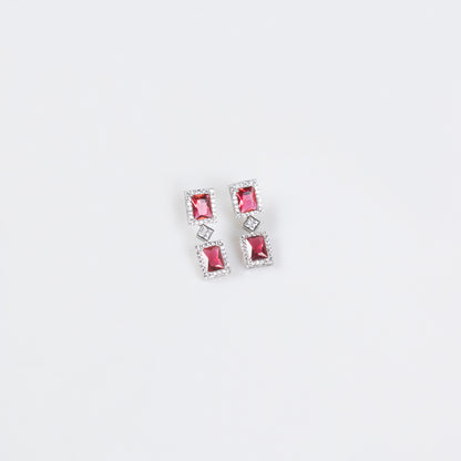 Rectangle Shaped Endless Multi Color Necklace Bracelet Earrings Ring 4pcs Jewelry Sets
