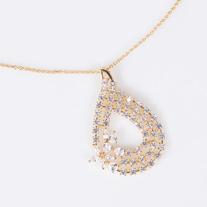 Simple Gold Plated Linked Chain With Charm Pendant Dangling Necklace Earrings Sets Wholesale