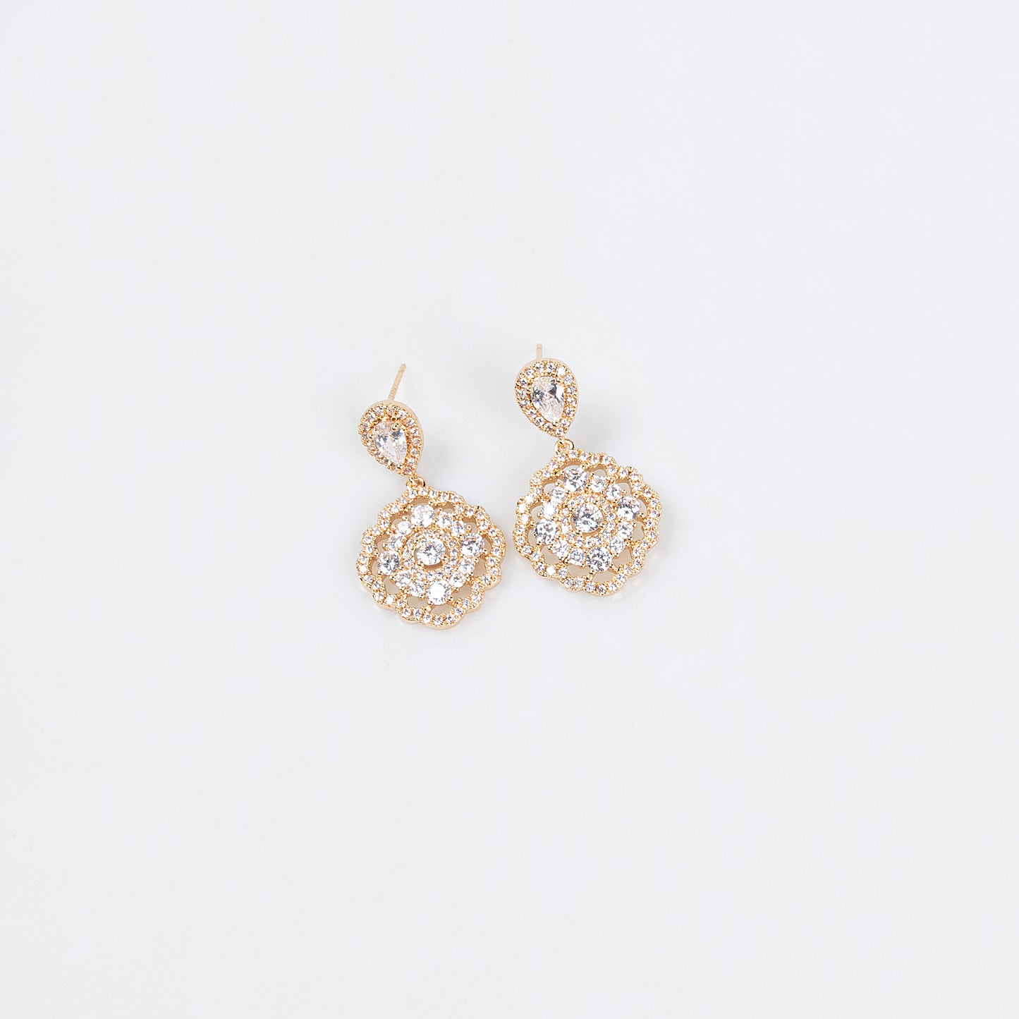 2pcs Copper with Zirconia Earrings & Necklace Jewelry Set