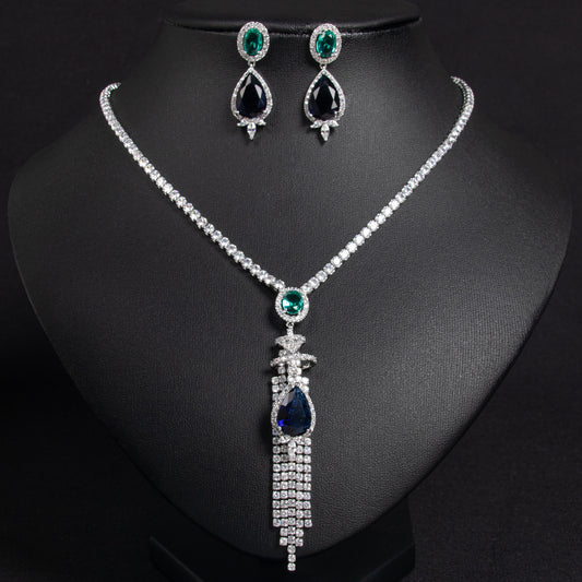 Long Tassel Dangling Linked Chain Vintage Bridal Jewelry Sets For Women Wholesale