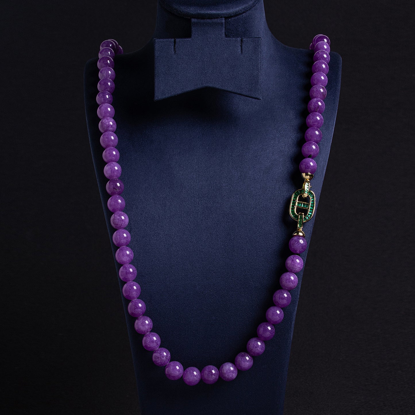 Elegant Amethyst Bead Necklace Hand Made Beaded Long AAA Cubic Zircon Necklaces For Women
