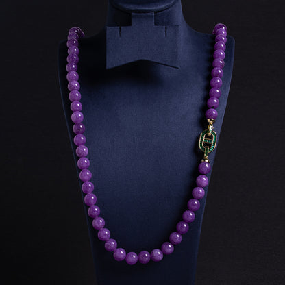 Elegant Amethyst Bead Necklace Hand Made Beaded Long AAA Cubic Zircon Necklaces For Women