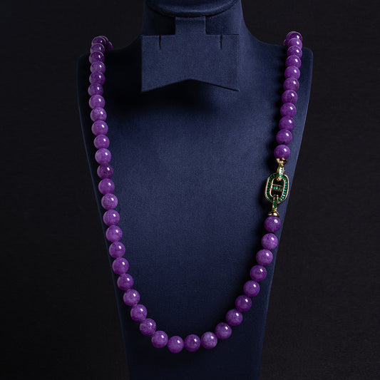 Elegant Amethyst Bead Necklace Hand Made Beaded Long AAA Cubic Zircon Necklaces For Women