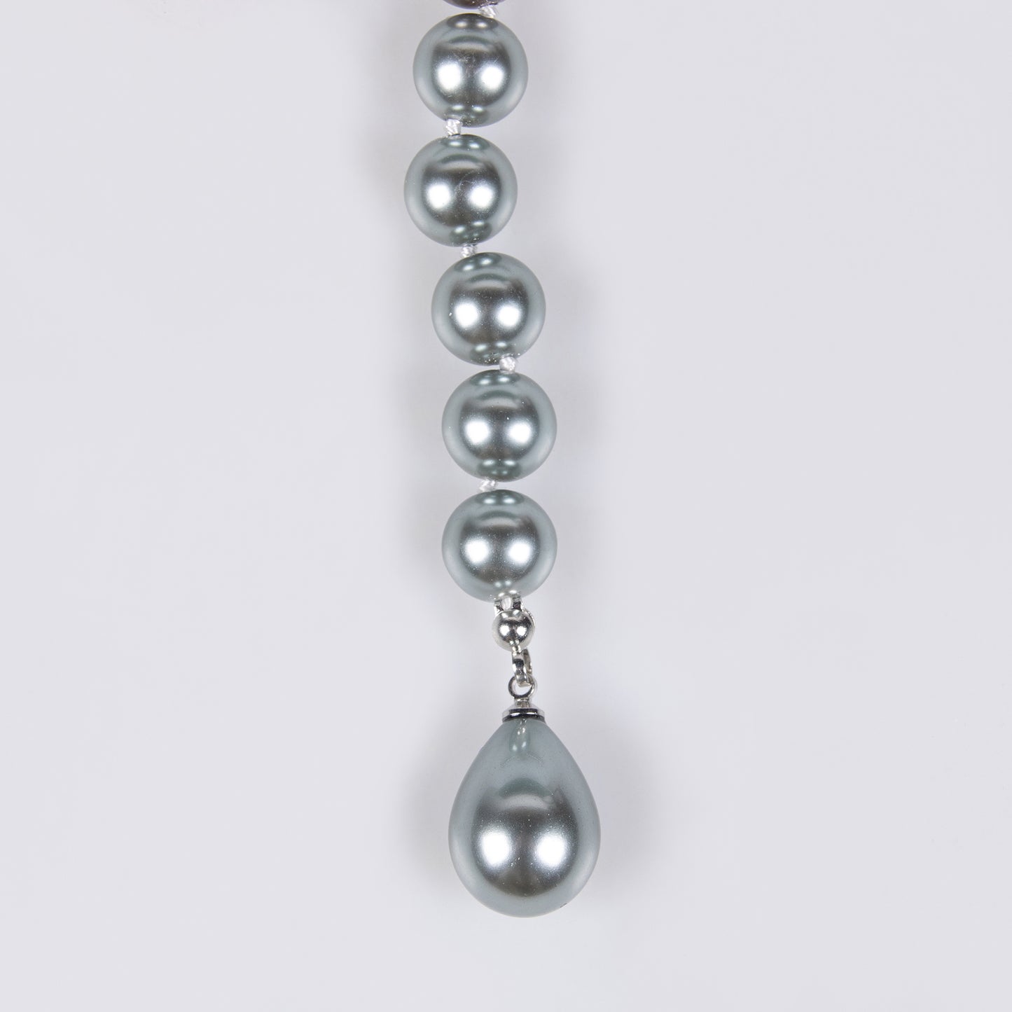 Dual-Strand Pearl Necklace with Copper Zircon Floral Pendant Snake Shaped AAA Zircon Paved Long Dangling Necklace